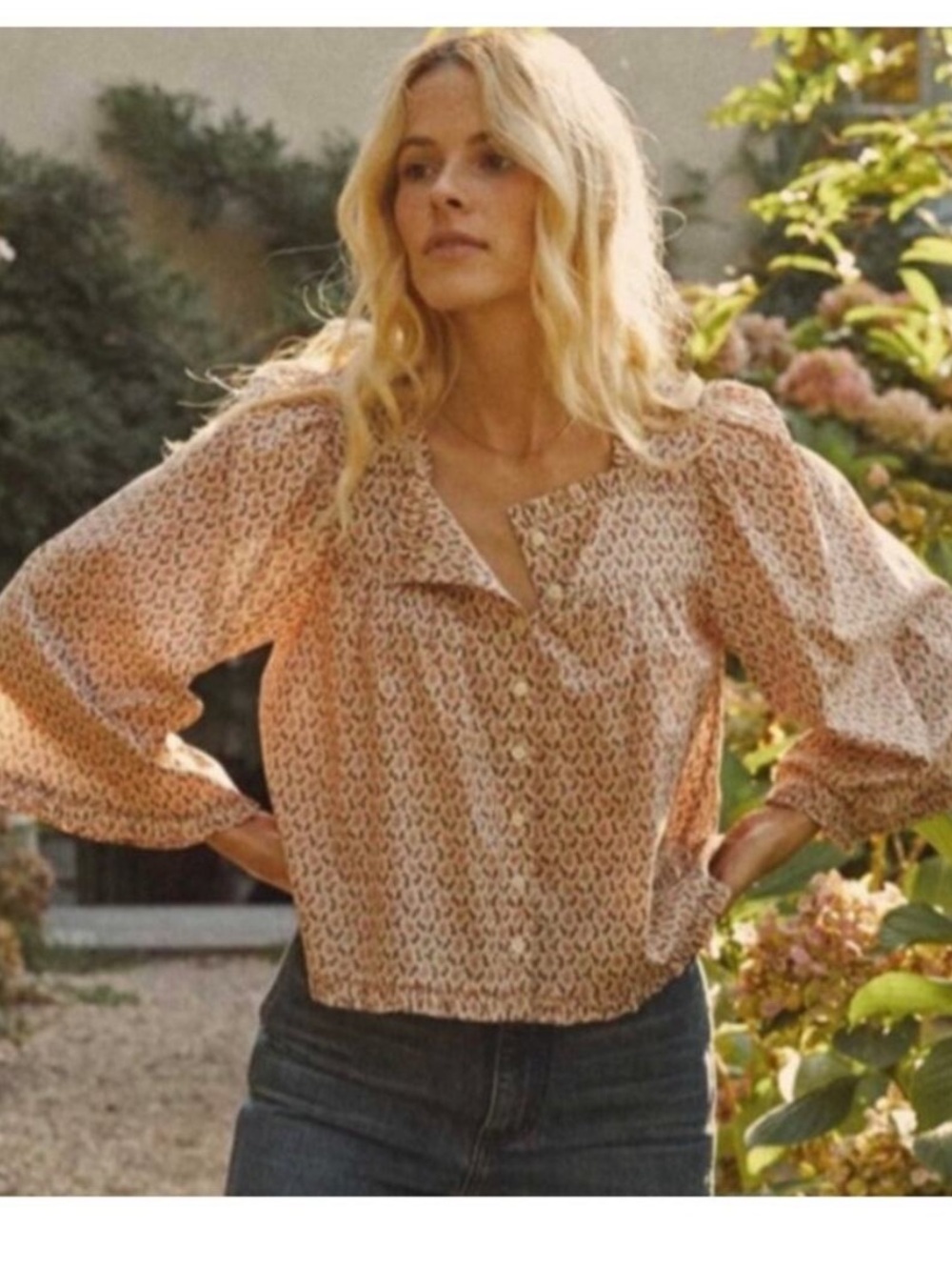 DÔEN Lunaria Top - Cream Winter Ditsy - Large - organic cotton